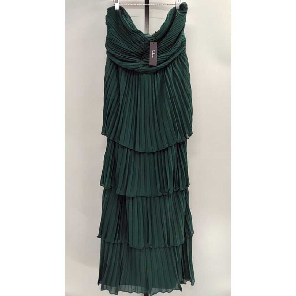 Lulu's Dark Green Pleated Maxi Dress